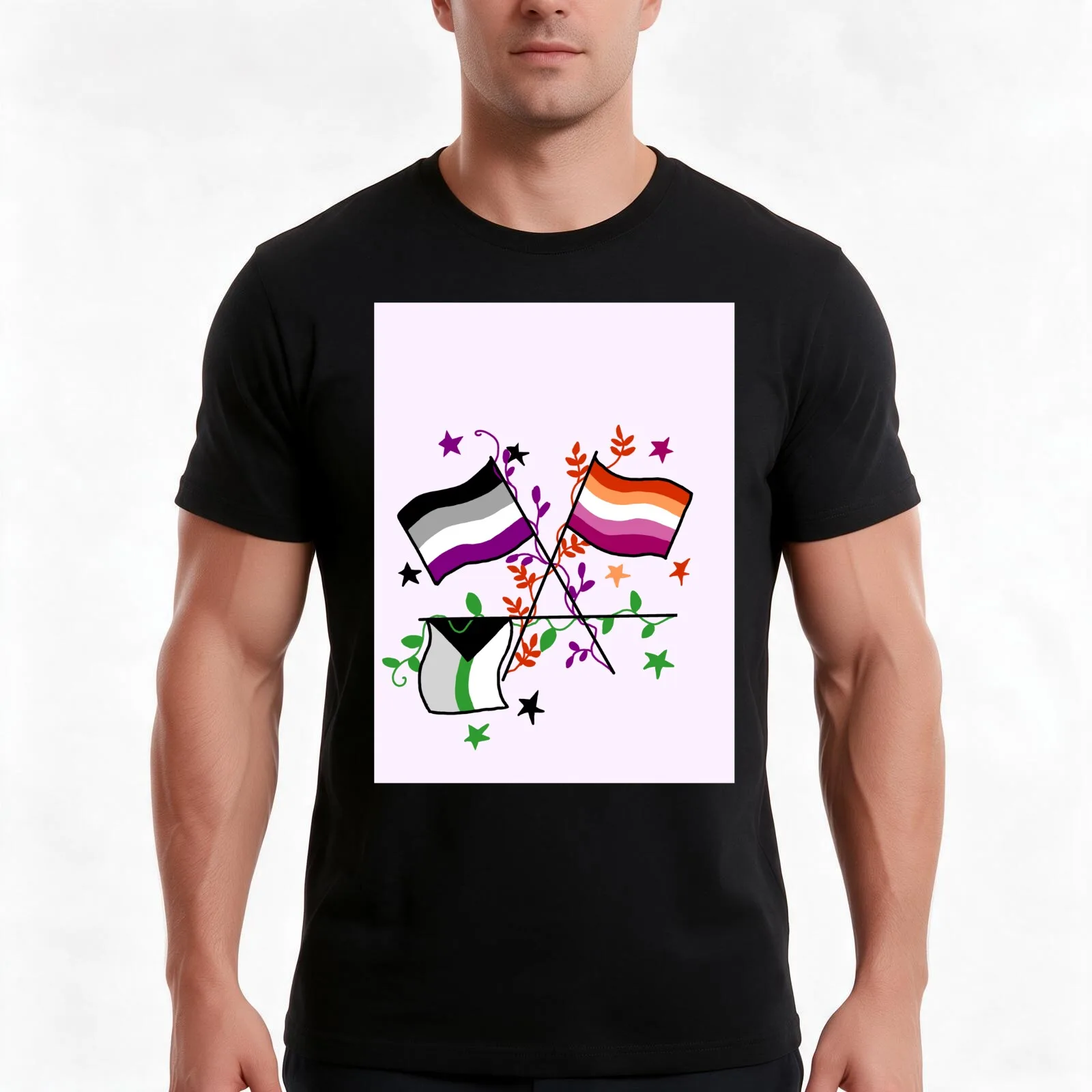 Three colorful pride flags T-Shirt, Summer Casual Cotton Tee, Oversized Streetwear Tops, Vintage Graphic Print, Unisex Men Women
