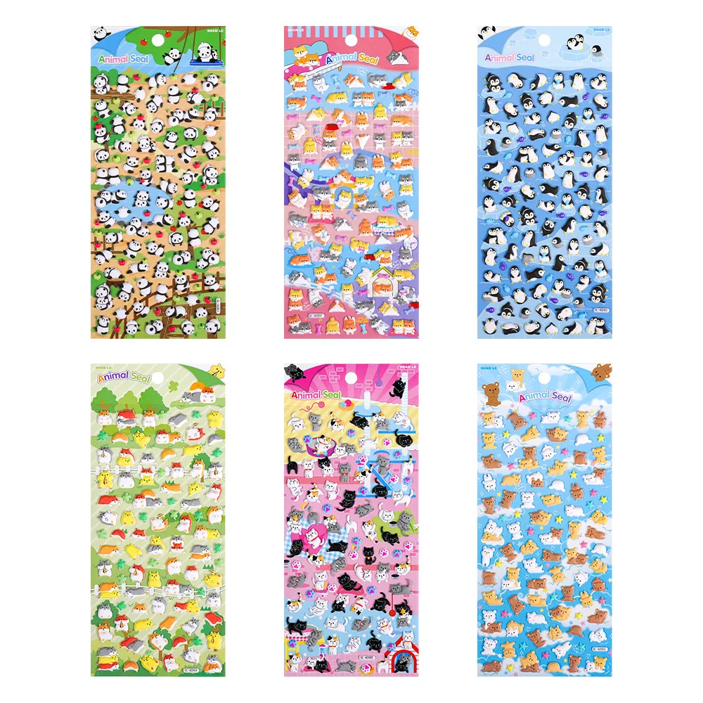 3D Puffy Animal Stickers Cute Cat Panda Penguin Shiba Inu for Kids DIY Craft Reward Scrapbook Phone Decoration view 5