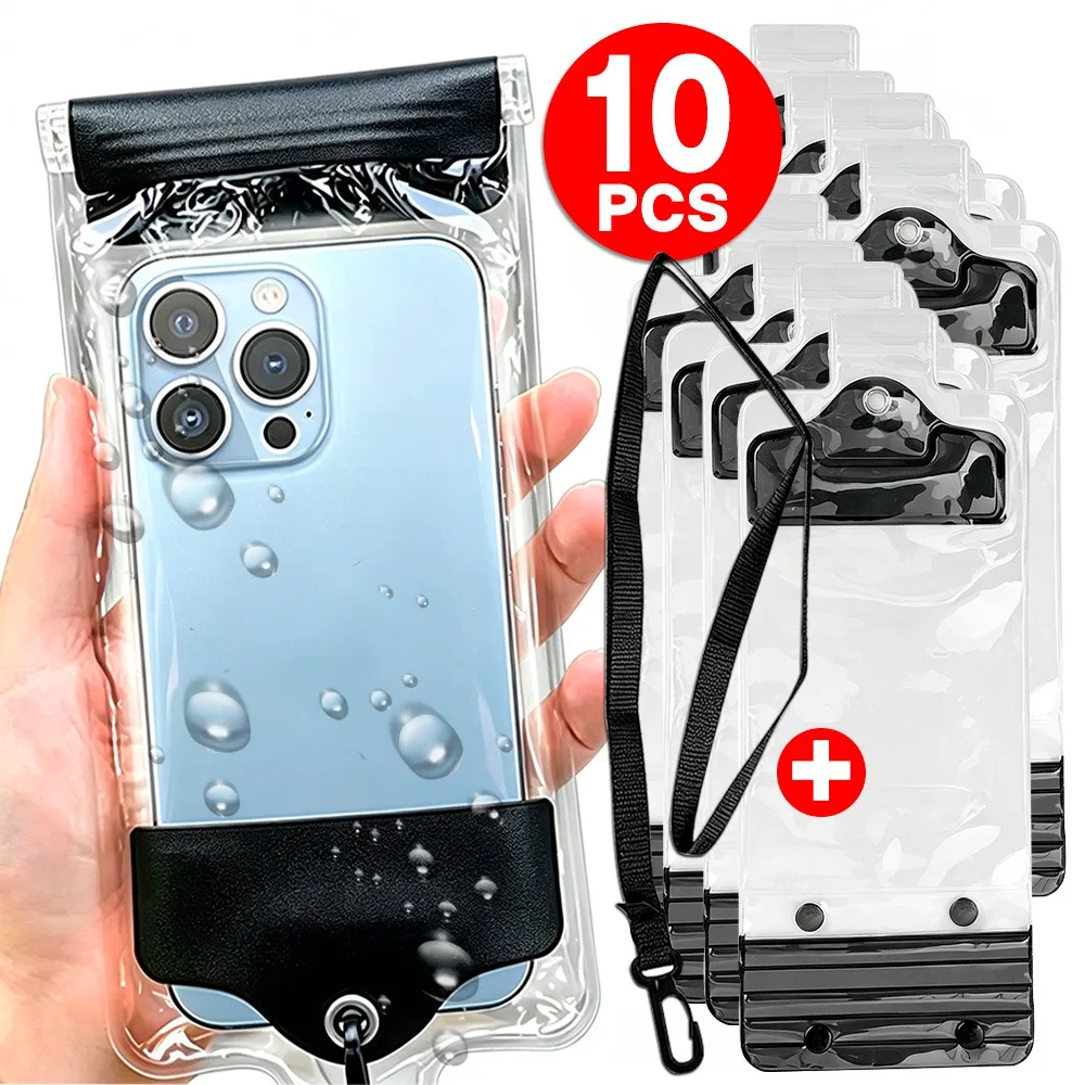 1-10Pcs Universal IPX8 Waterproof Phone Bag Cases for IPhone 17 16 15 Pro Max Xiaomi Samsung S26  S25 Ultra Swim Cover Accessory