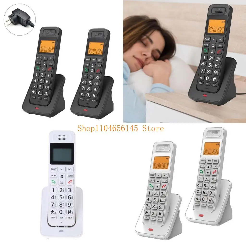 مجموعة واحدة من الهاتف المنزلي 2 هاتف لاسلكي مع شاشة LCD كبيرة ووظيفة الاتصال السريع اتصال فعال