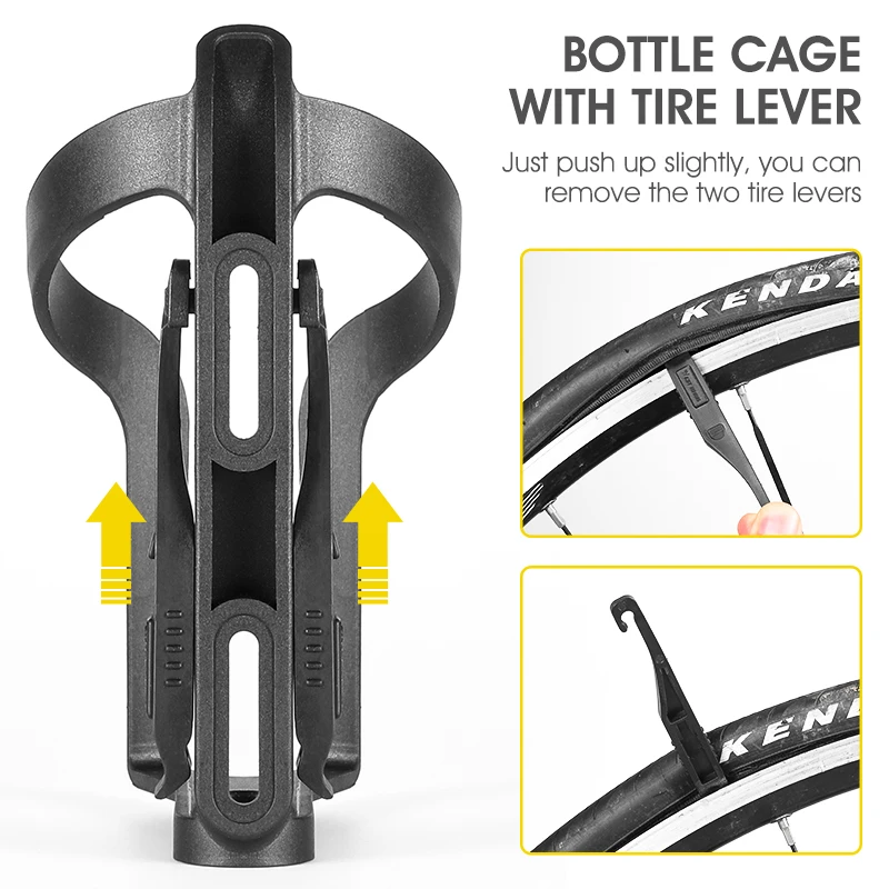 WEST BIKING Bicycle Water Bottle Holder With Tire Levers Portable MTB Road Bike Bottle Cage Drink Cup Stand Cycling Accessories