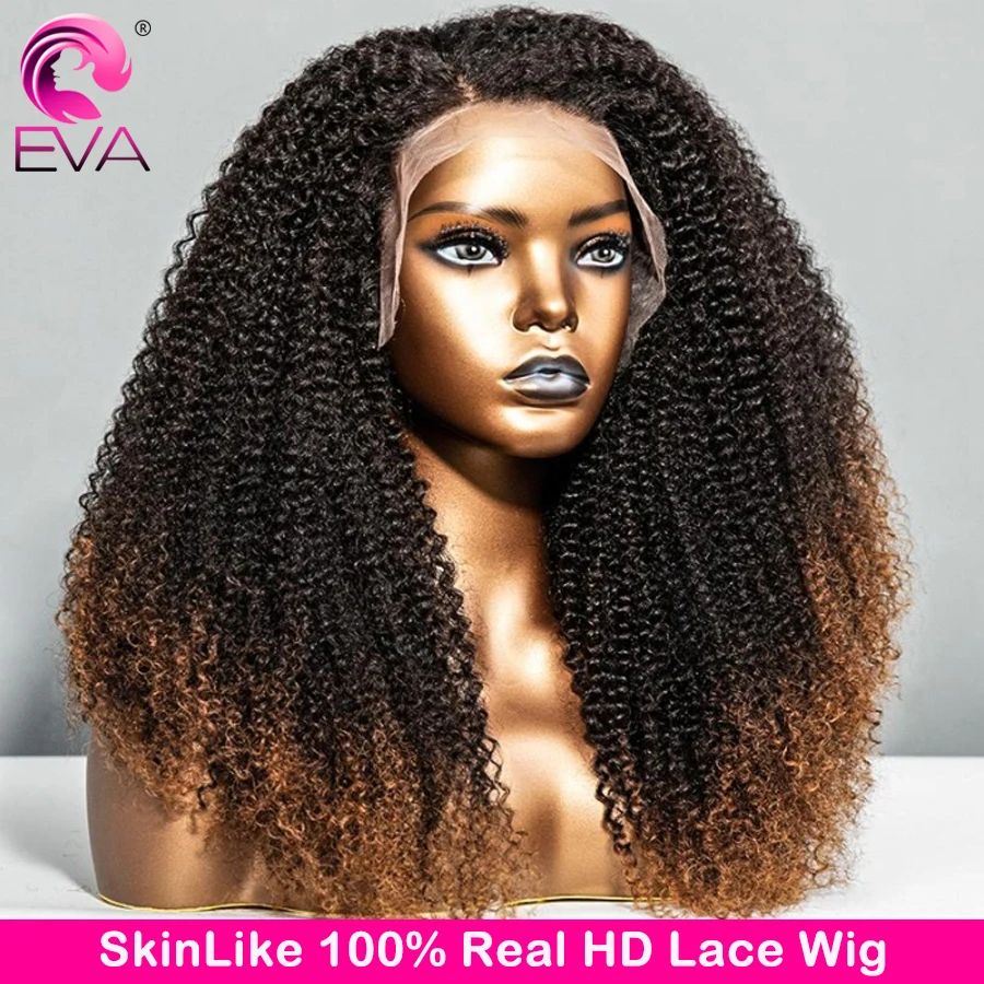 

Highlight Glueless Wigs Human Hair Kinky Curly 250 Density Ombre 13x6 HD Lace Frontal Wig Preplucked Curly 5x5 HD Closure Wigs