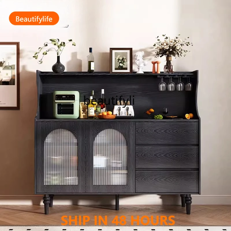

French retro rock slab side cabinet, medieval style integrated decorative cabinet against the wall, solid wood cabinet collar F