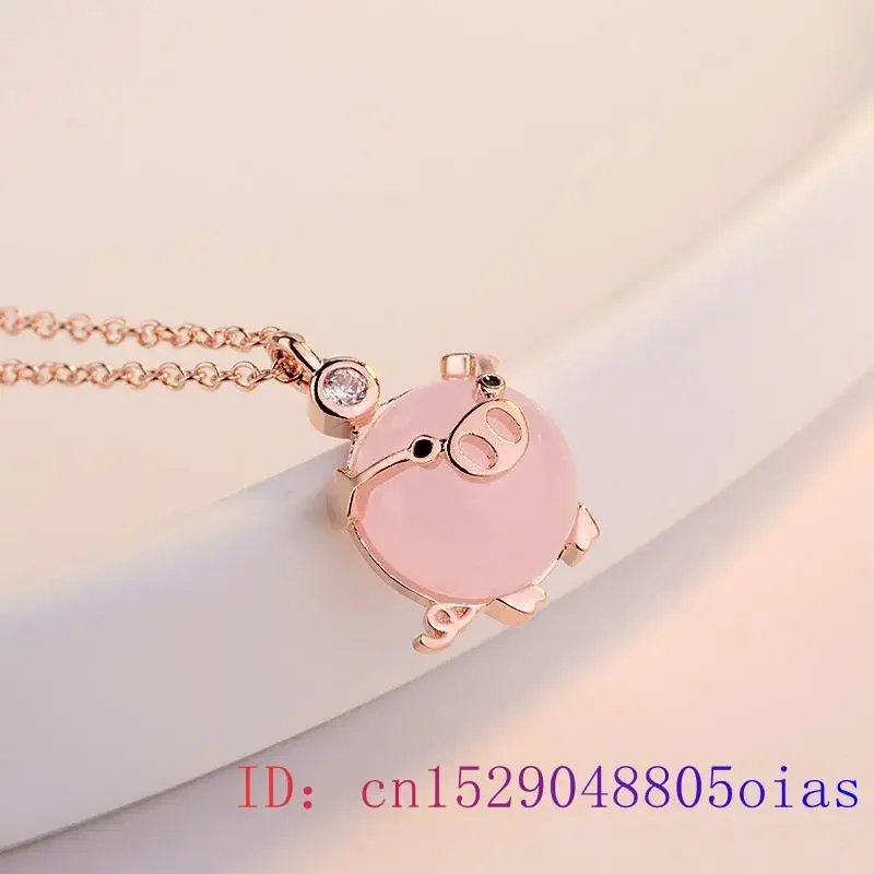 Collier pendentif overen argent 925 pour femme, calcédoine rose, amulette naturelle, bijoux fantaisie, cadeaux diversifiés