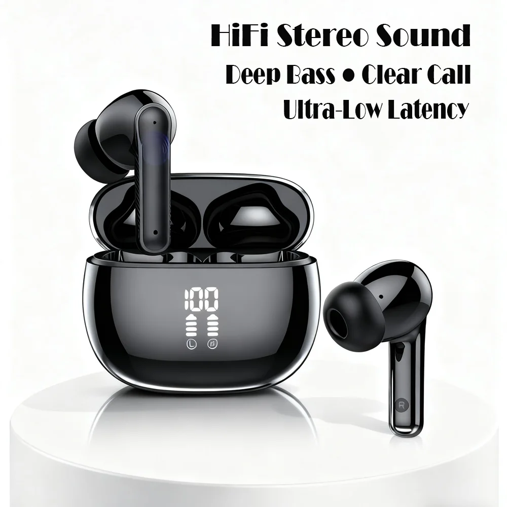 

Original Bluetooth Wireless Earbuds ENC Noise Cancelling Mic 36H Playtime Deep Bass Stereo Sound IP7 Waterproof LED Display