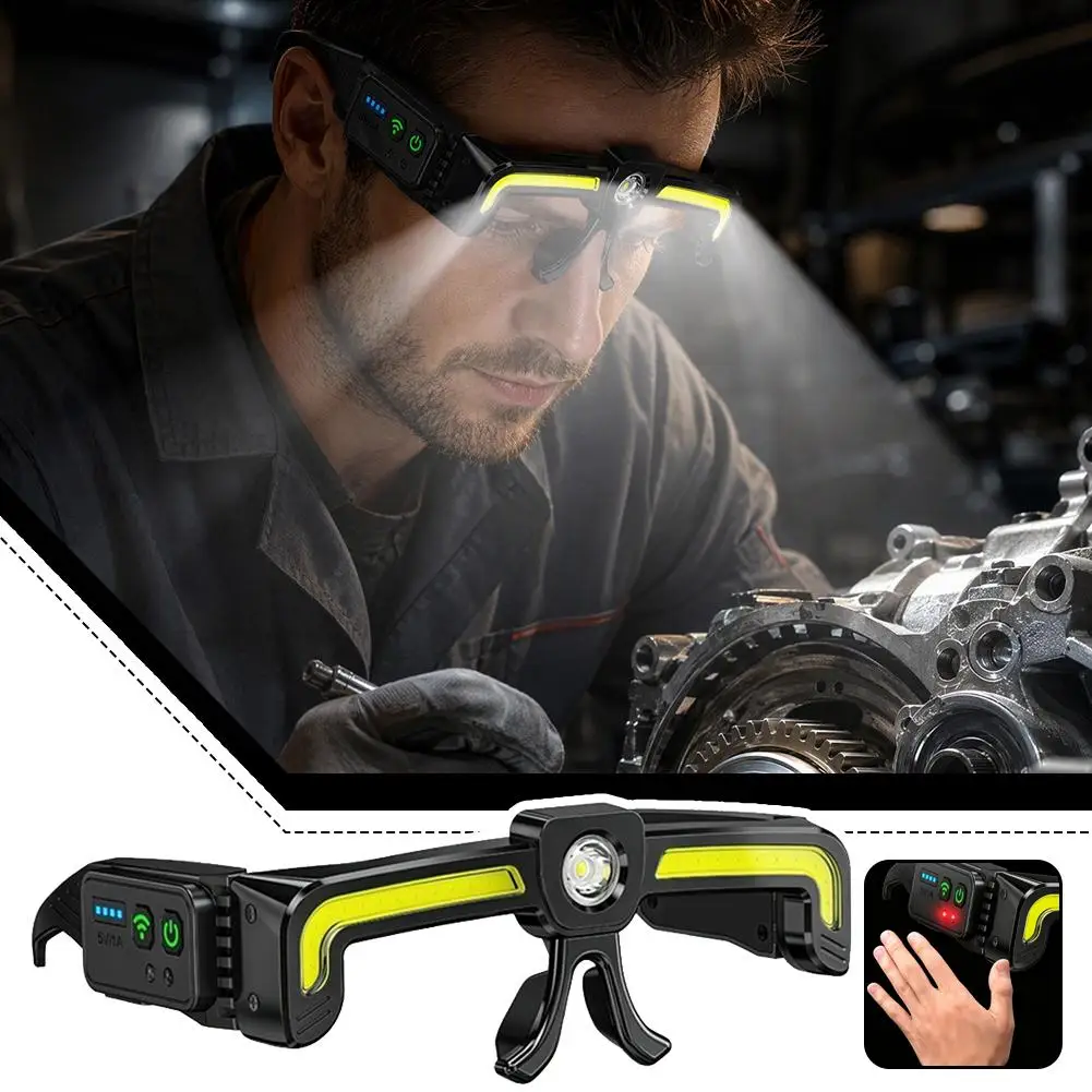 Bright LED Glasses Light Waterproof Lightweight Work Lamp USB Rechargeable Headlight LED Glasses For Auto Repair Maintenance