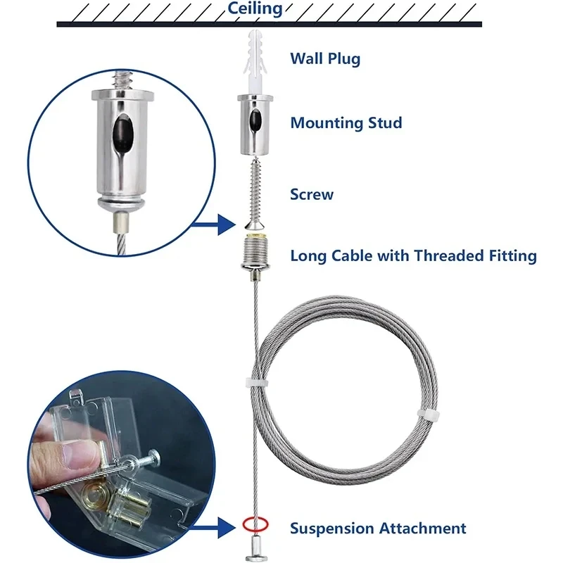 Free Adjustable Light Suspension Cables Kit Steel Hanging Chains Lamp Sling Lifting Wire Accessory Kit Ceiling Light Steel Rope