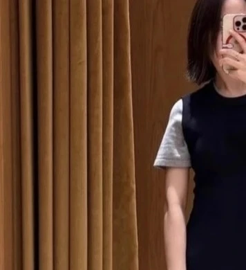 Women's autumn and winter new patchwork two-piece dress short-sleeved ruffled fishtail mini dress