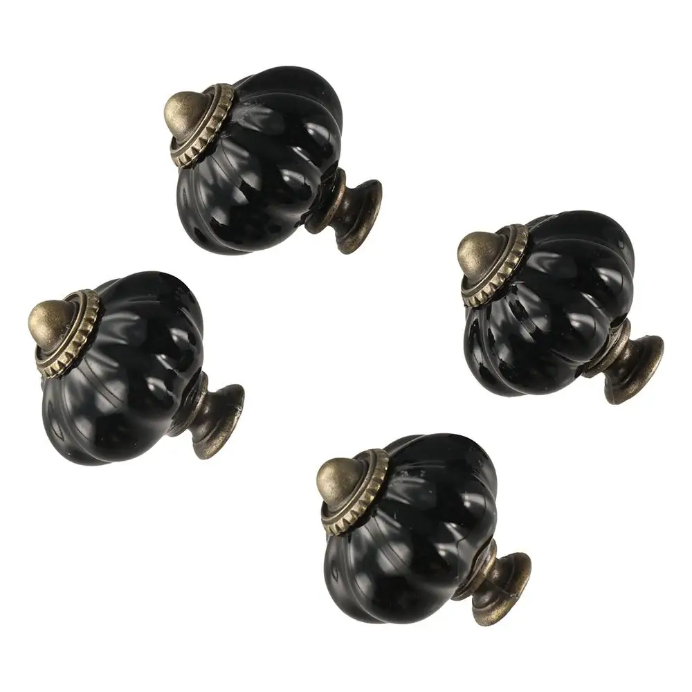 Retro Single Hole Ceramic Pumpkin Handle Round European Style Cabinet Knob Vintage Drawer Knobs Dresser