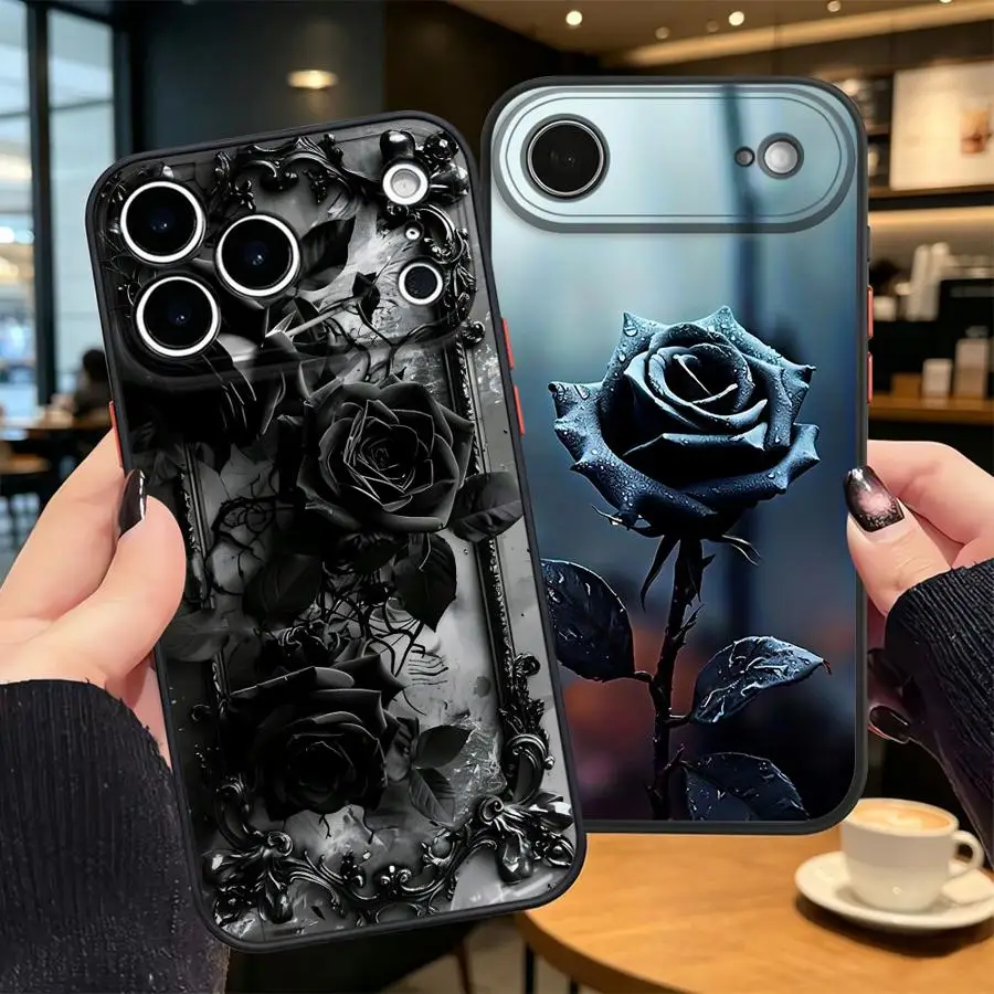 Монохромный чехол с розами для iPhone 17 Pro Max, 13 Mini, 12, 17e, 16 Plus, 14, XS, XR, 11, 7, 8, SE, Air, 15 – задняя крышка-накладка для телефона