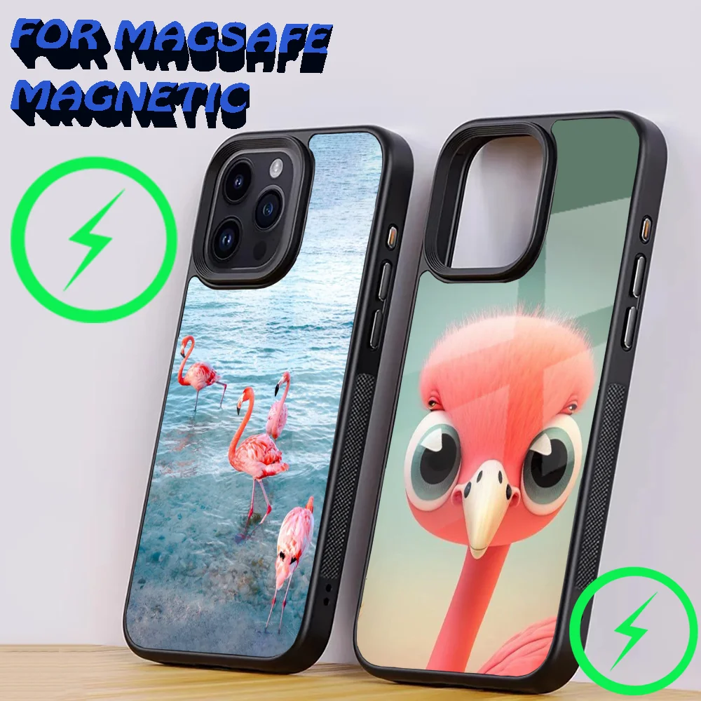 

Cute Pink Flamingo Phone Case For iPhone 16,15,14,13,12,11,Plus,Pro,Max Mini Magsafe Magnetic Wireless Charging