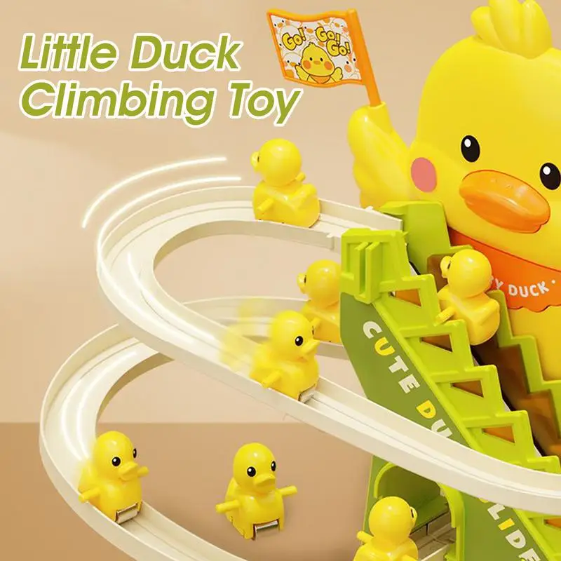 بطة كهربائية تسلق الدرج البط المسارات الشريحة مجموعات الالعاب مع الموسيقى التعليمية التفاعلية الحيوان الكرتون سباق متعة ل