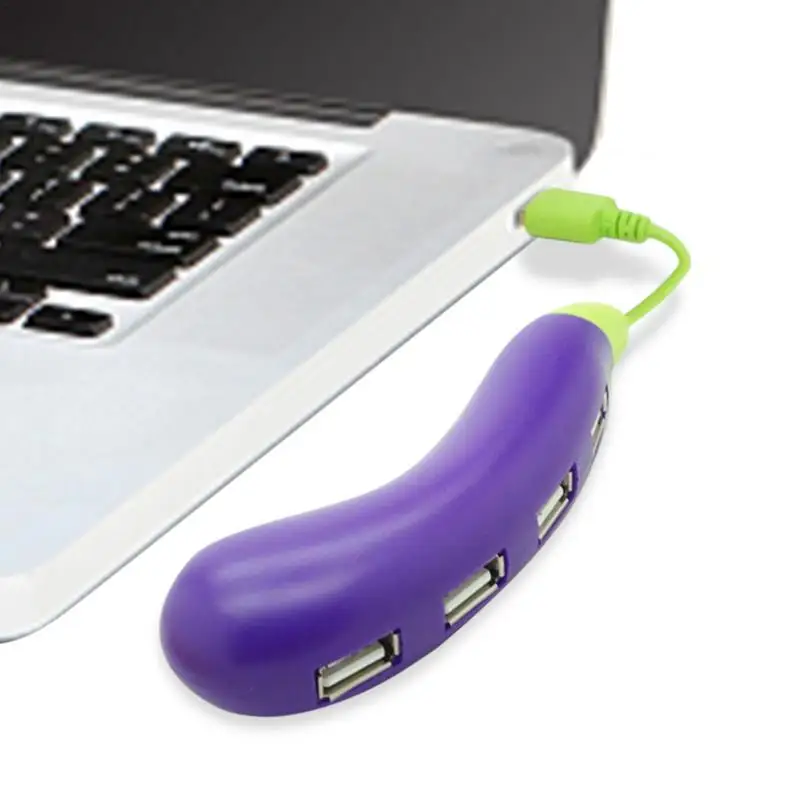 4 Port USB Hub Eggplant-Shaped USB Splitter USB Multiport Adapter Expander Dock Ultra-Slim OTG Adapter For PC Computer Laptop