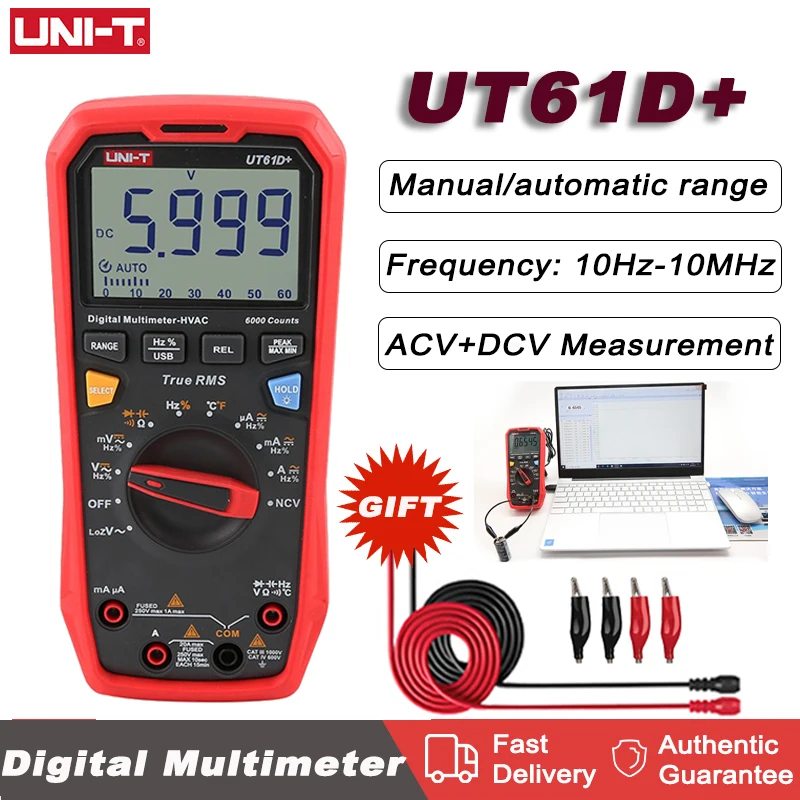 A-BF & UNI-T CS618A+ Digital Multimeter Substitute for UT61B Plus Series Handheld  Auto Range 22000 Counts DC AC Electric Tester