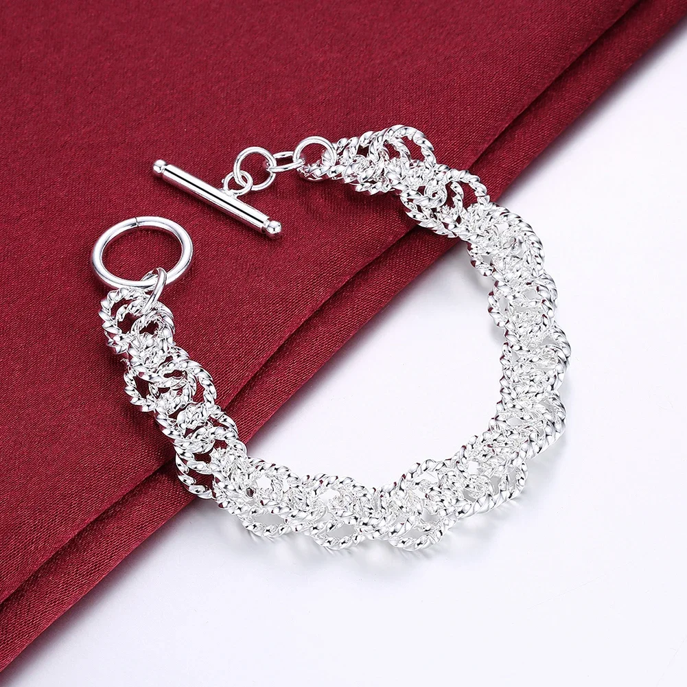 

Beautiful Cute Lady Noble Elegant Wedding Women Men Silver Color Rope Circle Chain Bracelet Fashion Jewelry Wholesale