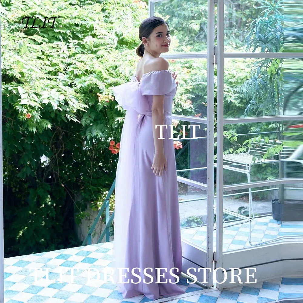 

TLIT Light Purple Elastic Satin Evening Dresses Strapless Off Shoulder Prom Gowns Korea Wedding Dresses Photo Shoot Custonized
