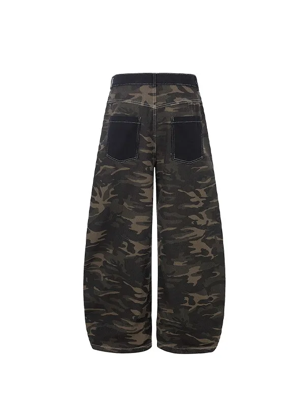 Military Green Womens Jeans High Waist Vintage Straight Baggy Y2K Denim Pants Hip Hop American Fashion Wide Leg Denim Trouser