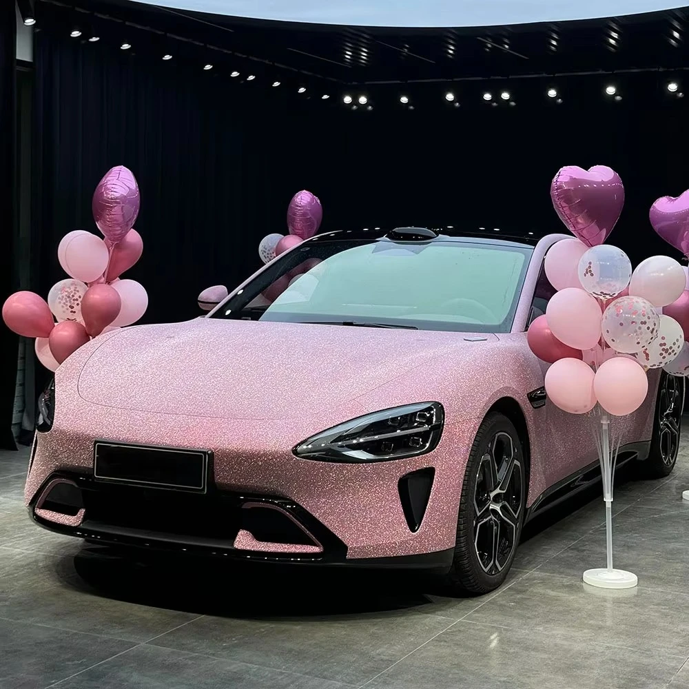 Beforeafter Premium Car Vinyl Wrapping Film Roll Sparkle Pink Shining Diamonds Vehicle Film for Car