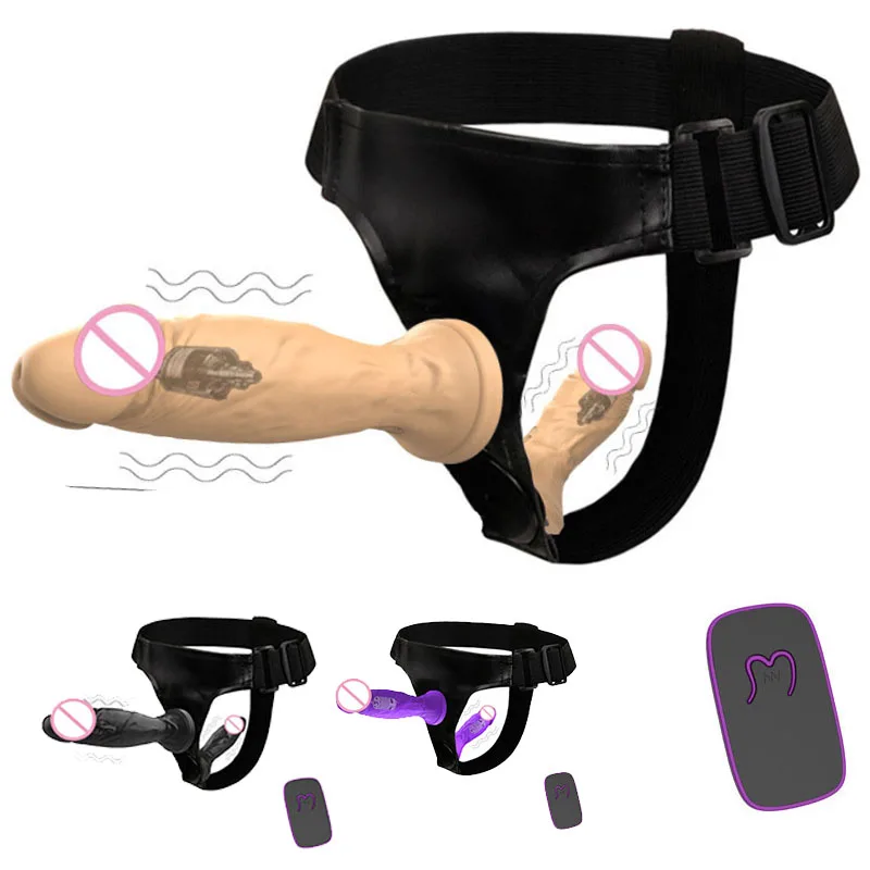 Wireless Realistic Silicone Strap On Dildo, Adjustable Vibrating Harness Panties for Pegging, Hands Free Couples Sex Toy for Wom