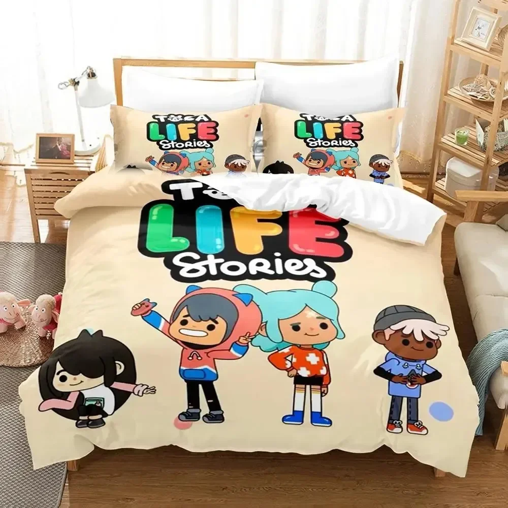 

3PCS Single-sided Anime Game Toca Bocas Printed Comforter Bedding Sets Comfortable Bedspreads Comforter Duvet Bedding Gift