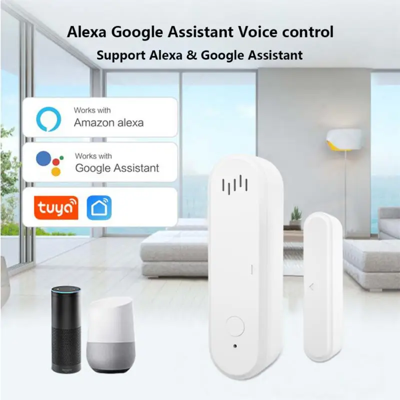 Tuya Smart Home WiFi Door Sensor Alarm Window Door Open Closed Detectors Security Protection Smart Life Voice For Alexa Google