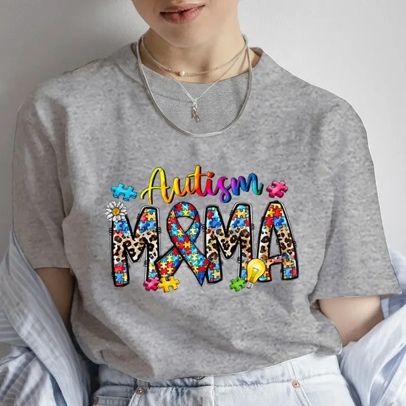 Autism Awareness Neuro Diverse Mommy T-shirt for Women Summer Short Sleeve Tees Autism Support Tops Harajuku Graphic Tshirt