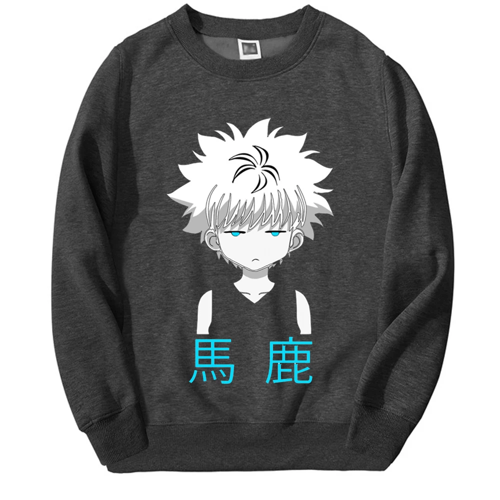 Hunter X Hunter Anime Mens Crewneck Sweatshirts Hoodies Men Killua Zoldyck Funny Baka Pullover Fleece Crewneck Harajuku Moletom