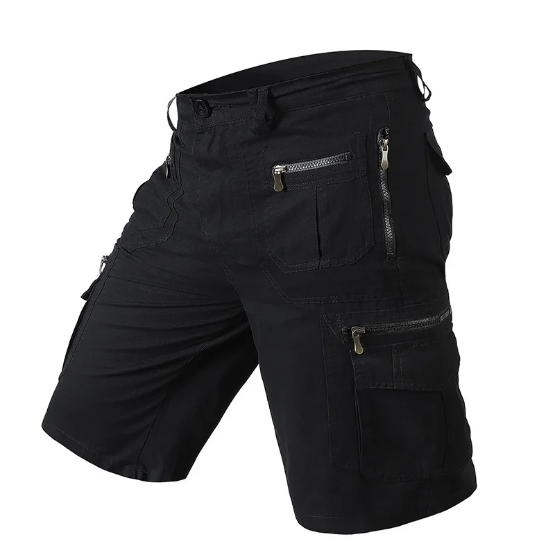 Men's Military Uniform Cargo Shorts Tactical Jogging Shorts Solid Color Multi-Pocket Summer Casual Straight Cargo Shorts Men