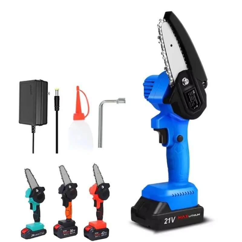

4 Inch Mini Cordless Electric Chainsaw with Finger Protection Working Light Lithium Battery for Wood Tree Cutting