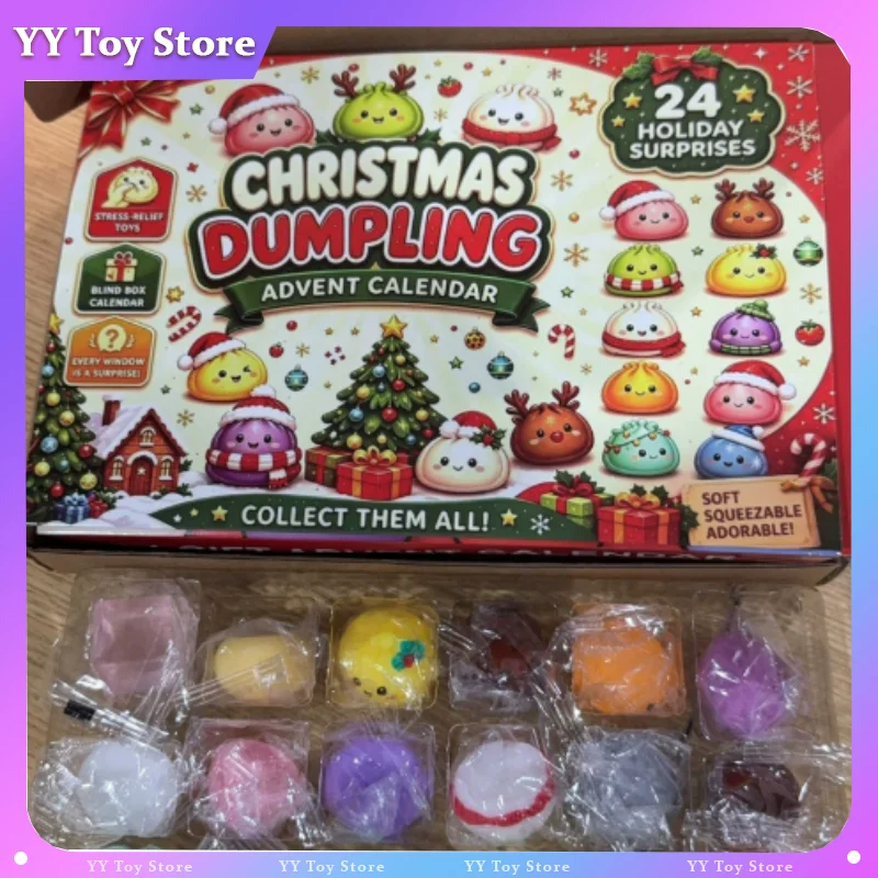 【 Auf Lager 】 Mysteriöse Dumpling-Tasche Fidget Squishy 24-Tage-Countdown-Kalender Überraschungs-Blindbox Weihnachtsgeschenk