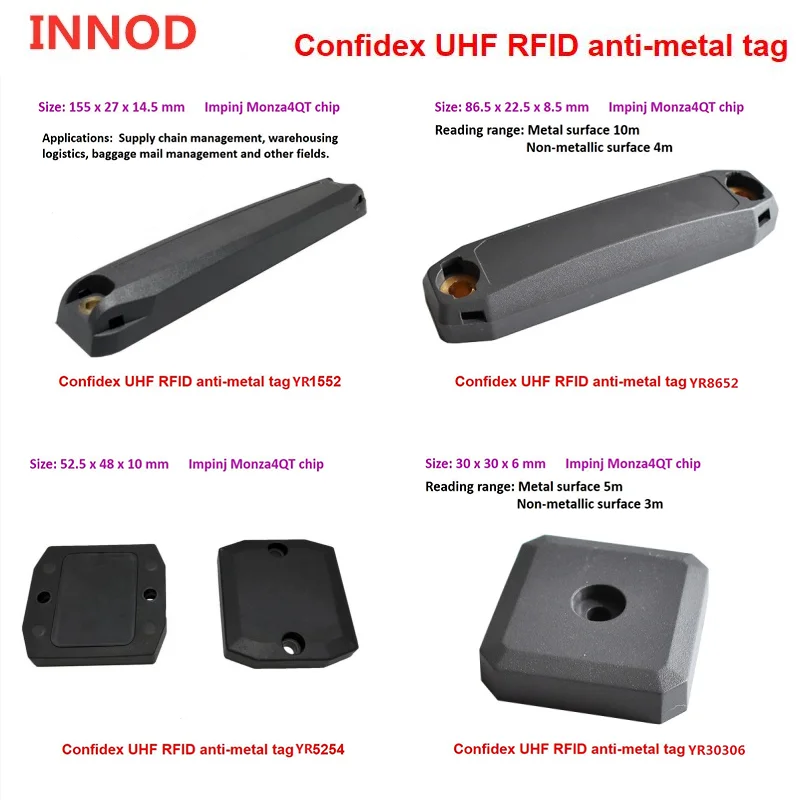 

Impinj Monza 4QT Similar Confidex RFID Metal Tags Passive Long Range 15m UHF RFID Anti Metal Tag 860-960mhz For Inventory System