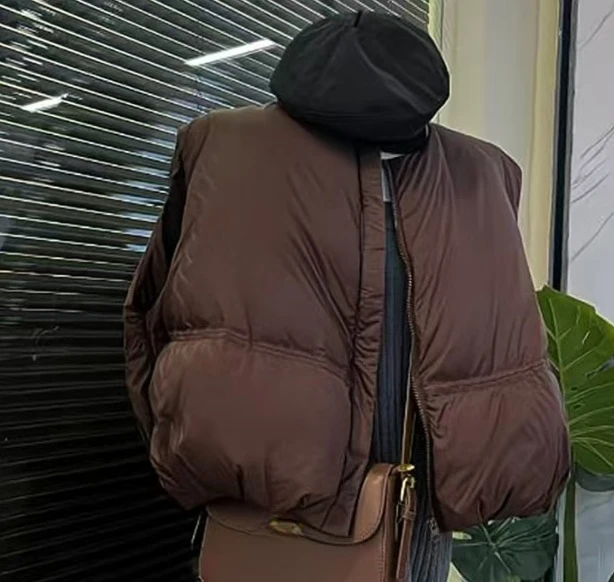 

2025 New Autumn Korean Chic Down Vest O-neck Loose Solid Casual Sleeveless Parkas All-match Zipper Jacket Waistcoat Female