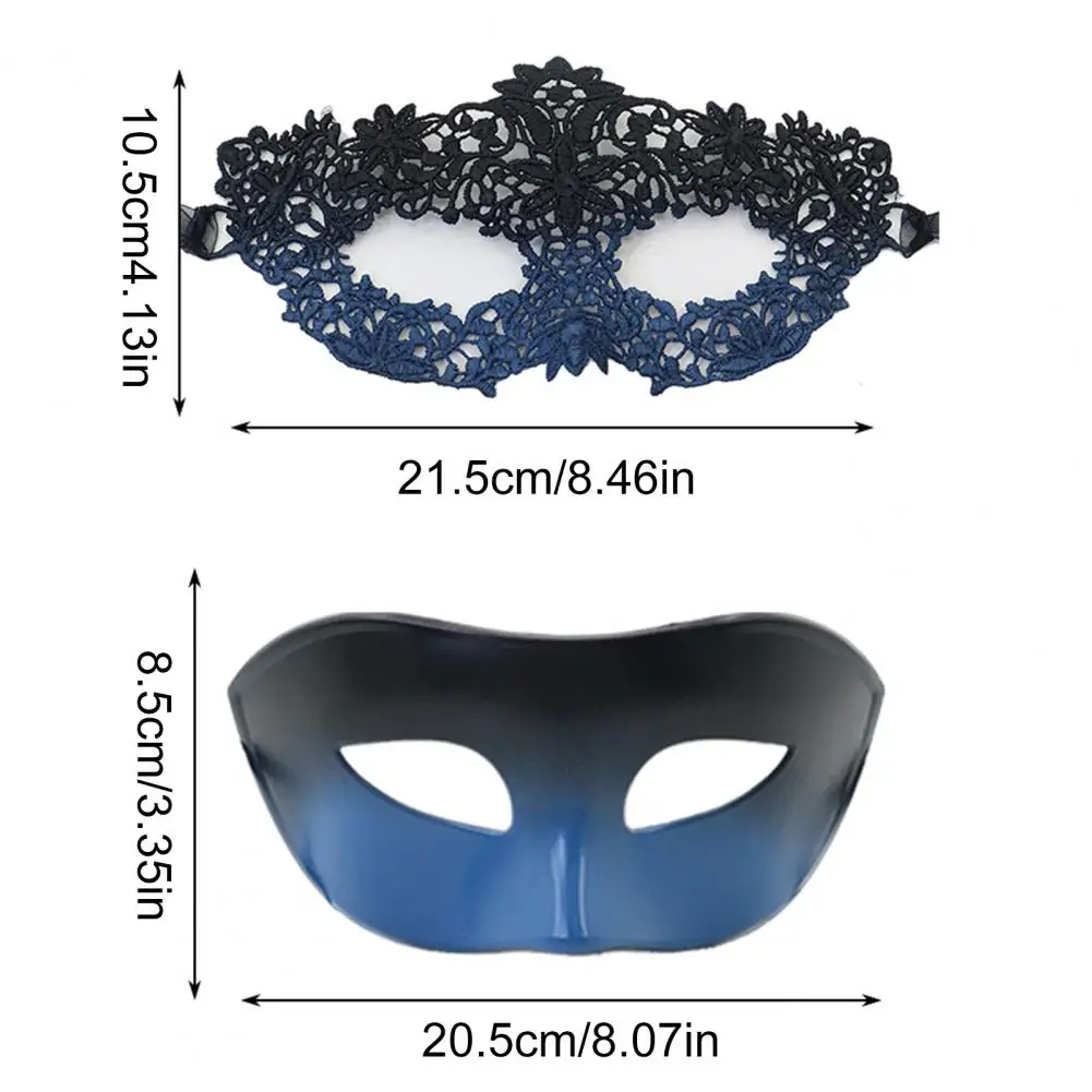 Conjunto de máscara de mascote de casal gradiente, bola de festa de carnaval, máscara de meia face, festa veneziana, acessório de halloween para homens e mulheres
