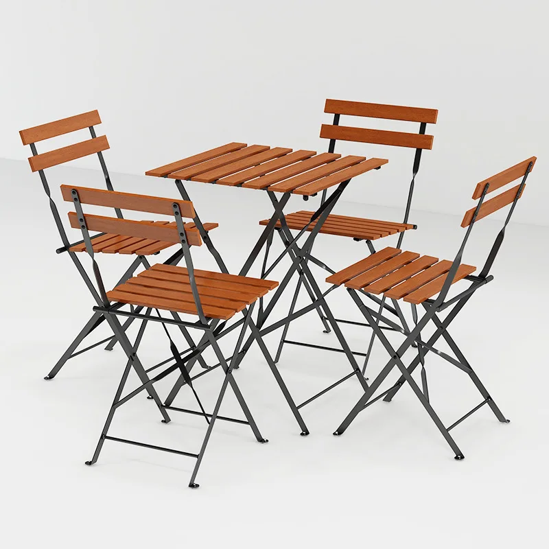 Outdoor courtyard garden balcony milk tea shop cafe negotiation small table and chair three-piece iron leisure folding
