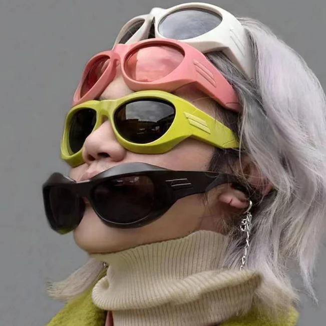 COD Y2K Sonnenbrille Damen silbrig Brillen Steampunk Sport Punk Brille Modischer zukünftiger Stil – Detail 3