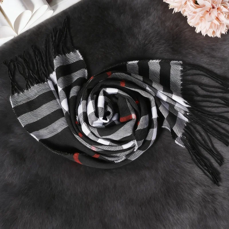 

3-Pack of Plaid Black and Red Color-Blocked Scarves, British-Style Plaid Faux Cashmere Scarf, Valentine's Day and Easter Gift, Children's Autumn and Winter Style, Men's Couple's Warm Shawl, Export Scarf, Holiday Gift Item