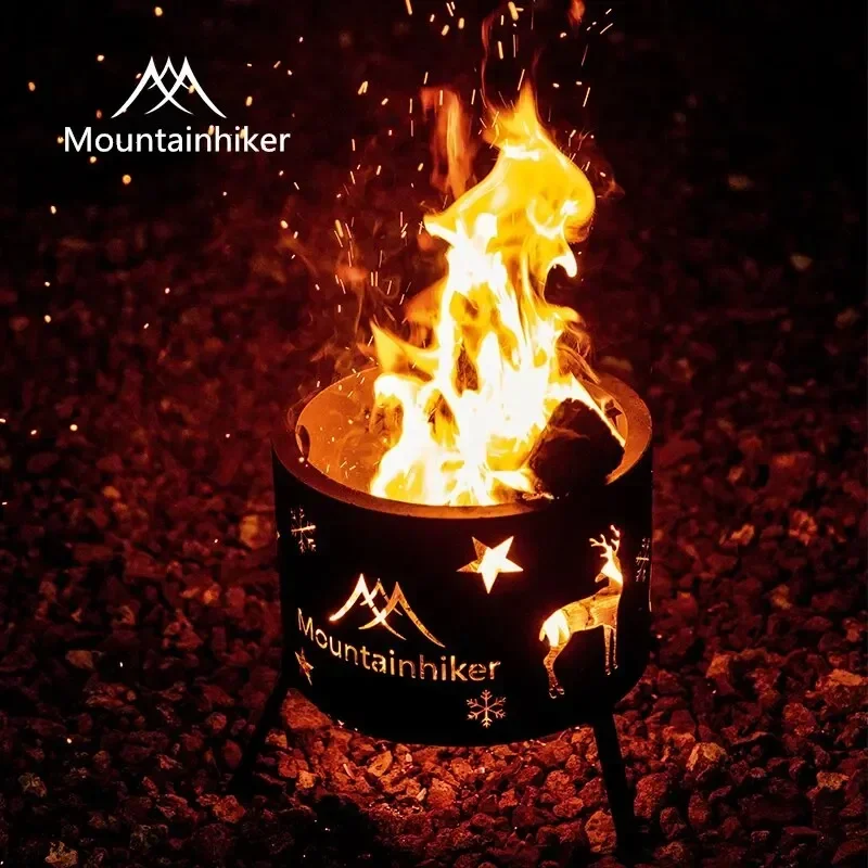 

Уличная ветрозащитная печь-бочка MOUNTAINHIKER для пикника, кипячения воды, приготовления чая, барбекю, на дровах и угле, модель Elk Star