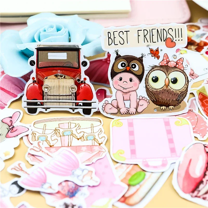 40pcs Cute Stickers DIY Decal Mobile/PC Art Rhinestone Self Adhesive Scrapbooking Stickers Car Sticker Photo Decoration