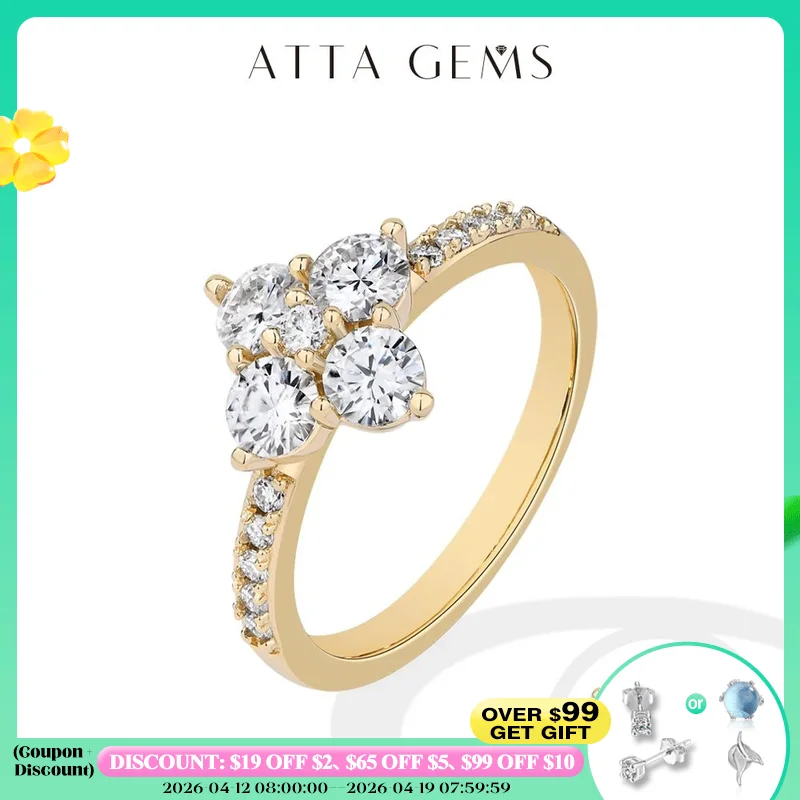 

ATTAGEMS стерлингового серебра 925 пробы, роскошные кольца с муассанитом 0,3 карата, DVVS1, сверкающее обручальное кольцо круглой огранки для женщин, ювелирные изделия