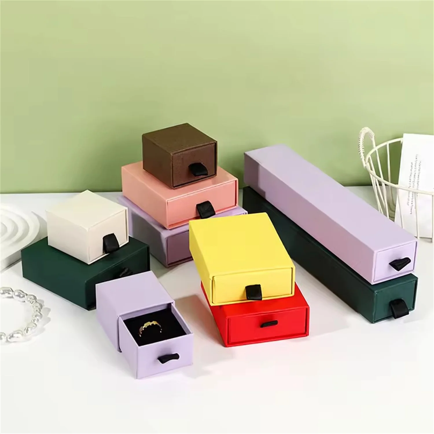 

5 шт./лот, оптовая упаковка для ювелирных изделий с бархатной губкой, розовый картонный ящик, шкатулки для драгоценностей, серьги, кольцо, ожерелье, подарочный чехол