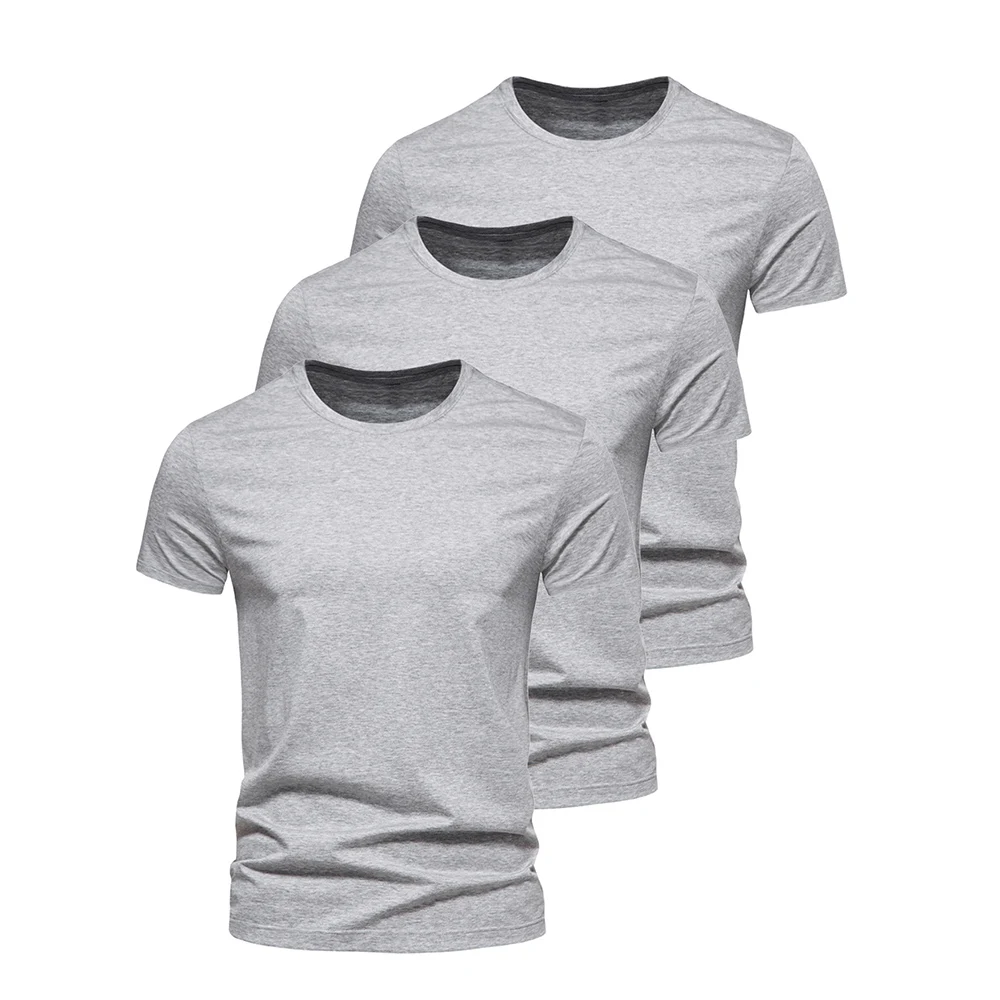 3Pcs/lot Mens T-shirt Solid Color Workout Tops Men Sport Fitness Shirts Gym Tops Men Crew Neck Breathable T-Shirt Black White