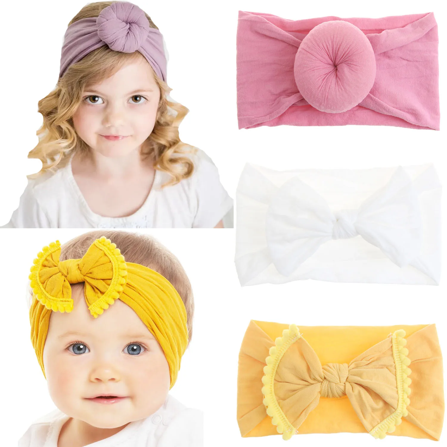 

3pcs/lot Baby Nylon Headbands Hairbands Hair Bows Elastics Handmade Hair Accessories for Baby Girls Newborn Infant Toddler Kids