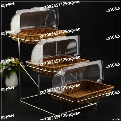 

Hotel Commercial Creative Three-layer Bread Dim Sum Restaurant Tableware Buffet with Cover Fruit Plate Multi-layer Display Stand