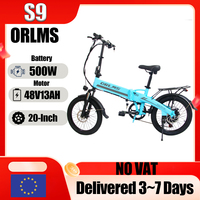Orlms-S9 Electric Bicycle 500W Peak Power 48V13AH Lithium Battery Foldable Adult Electric Bike 20 In Fat Tire All Terrain E-bike