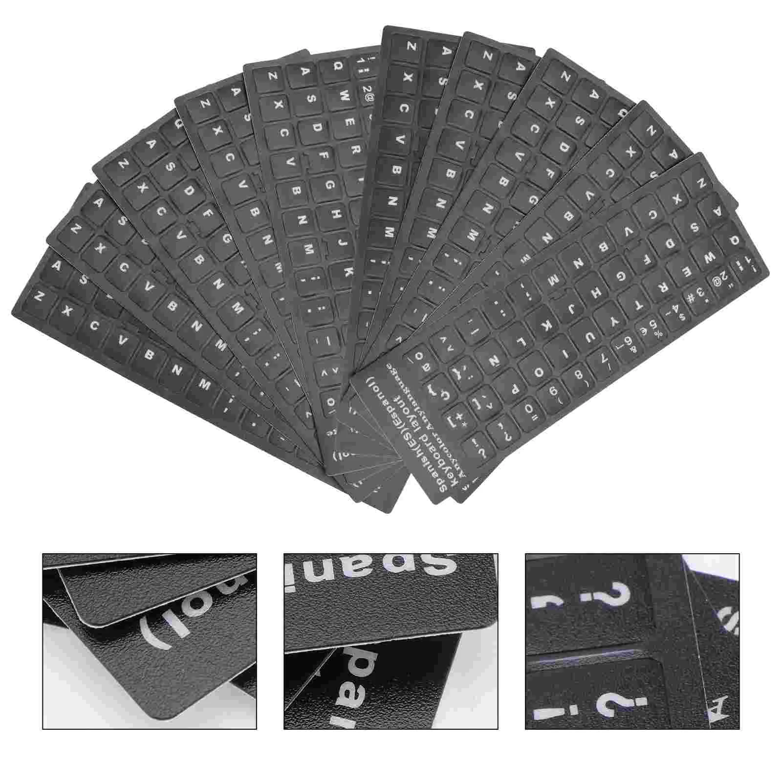 

10 Pcs Letter Keyboard Stickers Black Keycaps Universal Computer Protector Pvc French