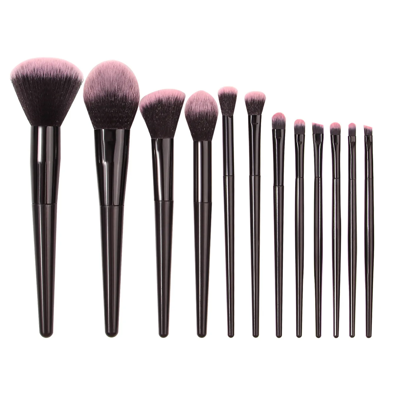 Iniciante PU Makeup Brush Set, sombra, Blush, pó, corretivo, marcador, pacote completo, 12