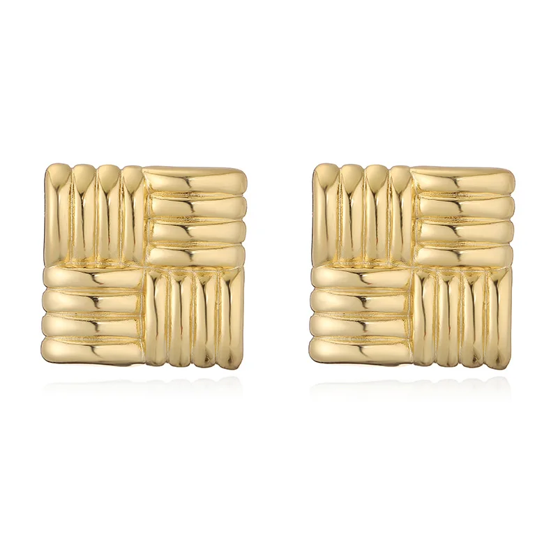 HECHENG, Pleated Wave Glossy Glossy Earrings Unisex Retro Simple Fashion Versatile Women\'s Earrings 1 Pair
