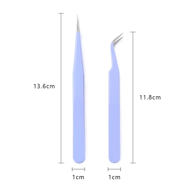 2pcs Anti-static Stainless Steel Tweezers Set Makeup Nail Art Eyelash Extension Tweezer Handmade Tool Kit for Maintenance Repair