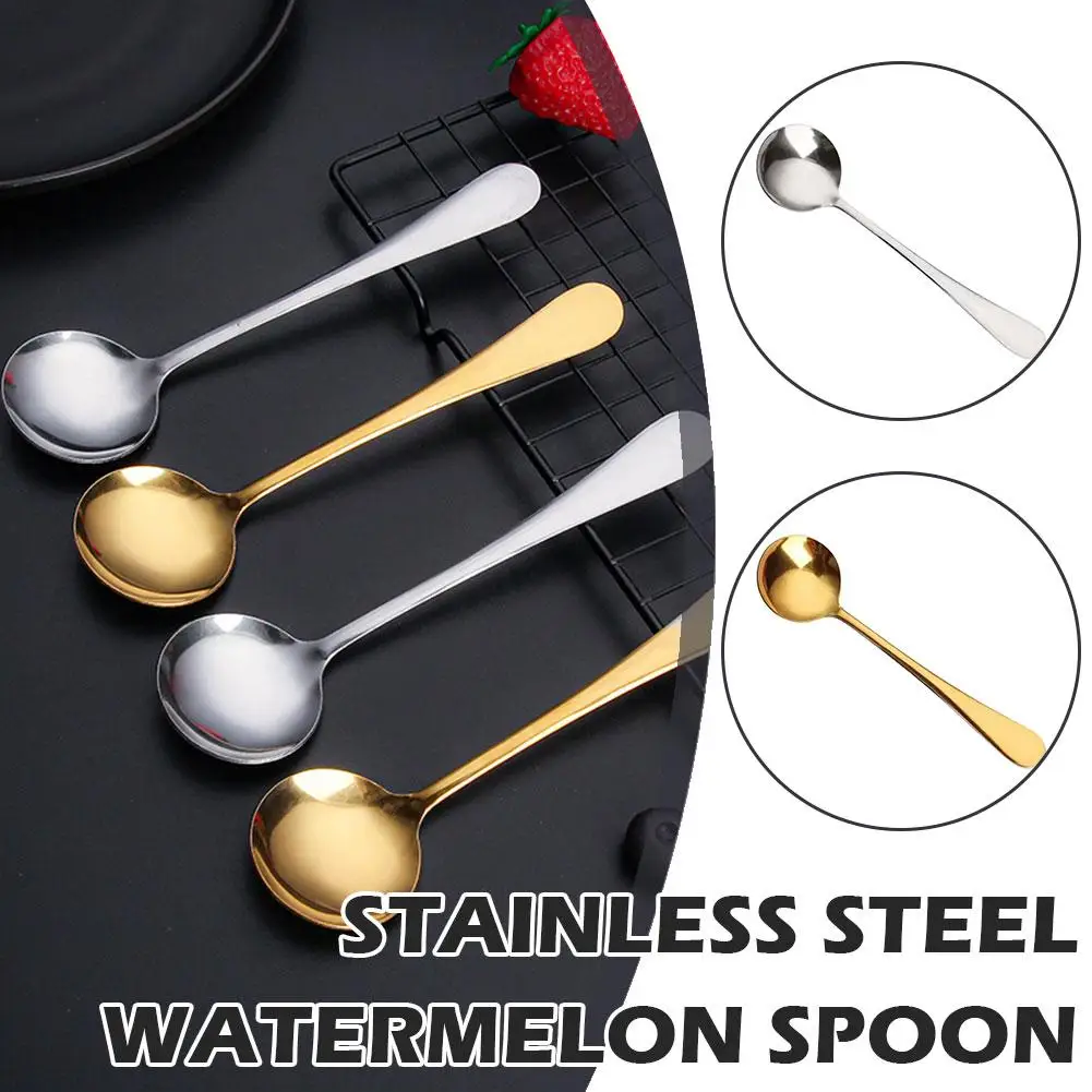 Stainless Steel Round Soup Spoons Practical Fine Workmanship Thicken Long Handle Smooth Finish Ideal For Cooking And Servin A1J6