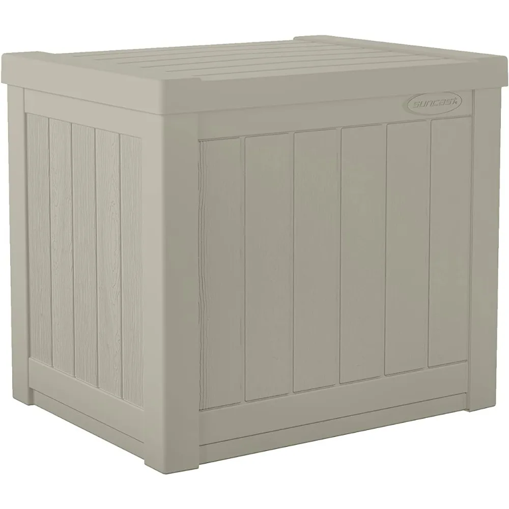 

22-Gallon Small Deck Box - Lightweight Resin Indoor/Outdoor Storage Container and Seat for Patio Cushions and Gardening